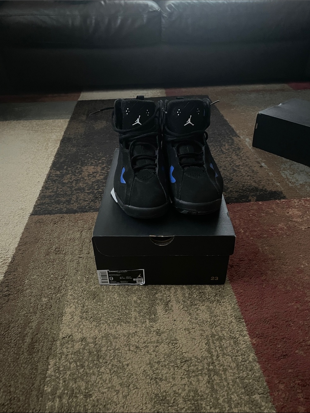 Jordan Black with Blue Accent High-Top Sneakers